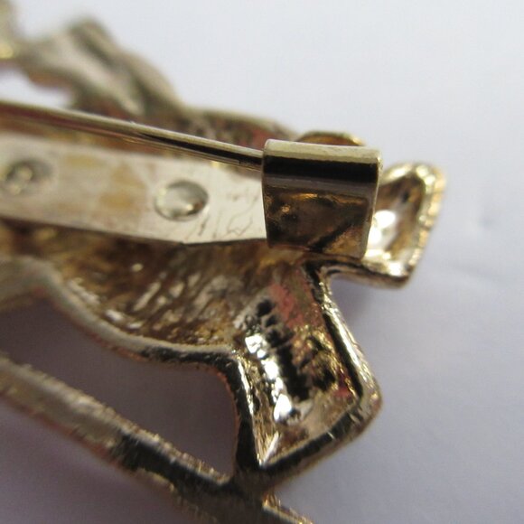 Enamel Snowman Christmas Holiday Brooch Pin Goldtone Metal Vintage Lot of 2 - Picture 8 of 12